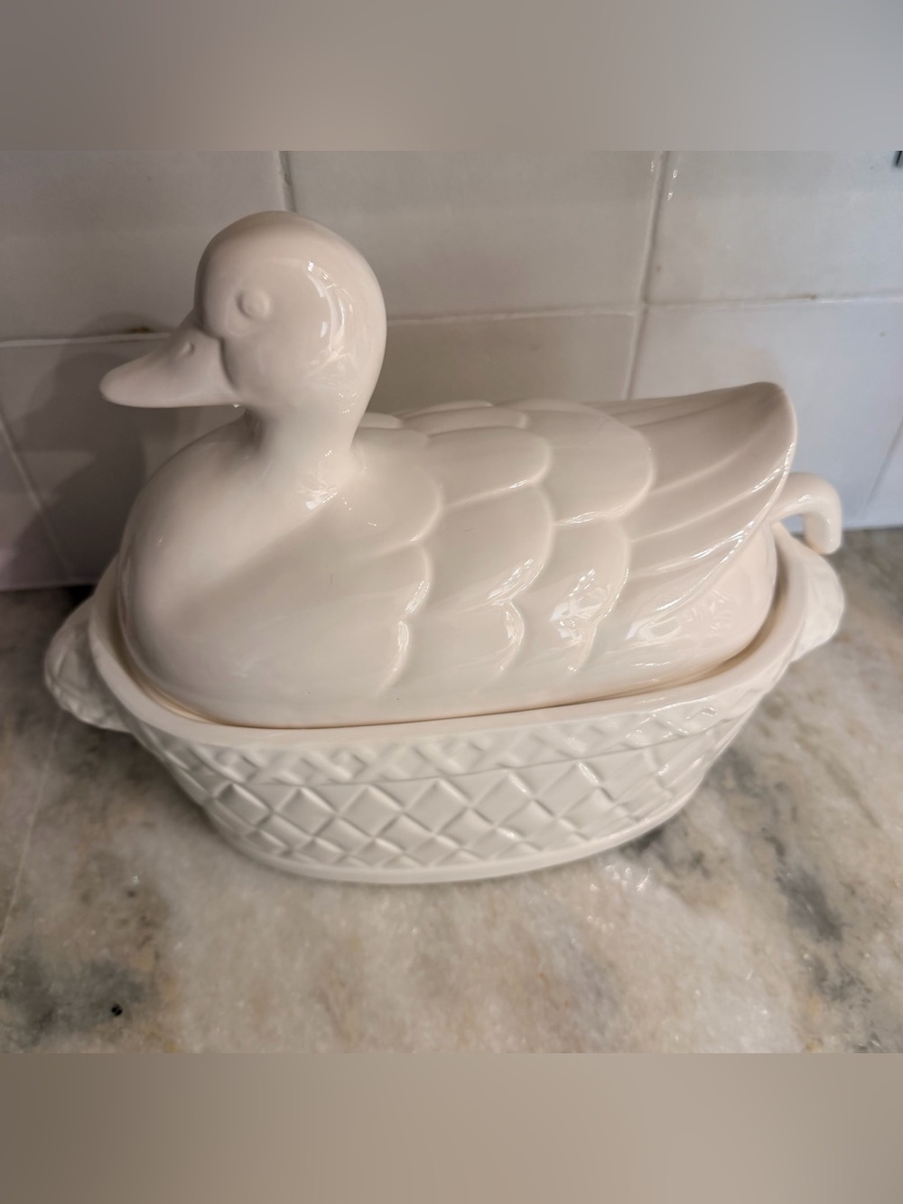 Vintage Himark White Ceramic Duck Soup Tureen